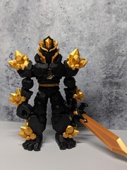 3D printed Crystal Warrior with removable Sword, PLA black and rainbow silk