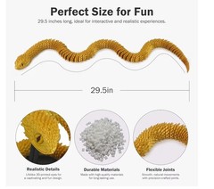 3D Printed Articulated Snake 29” Crystal-Like Movable Snake Golden Snake