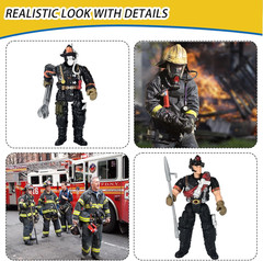 8 Pieces Firefighter Action Figures, Fireman Toys for 3 4 5 6 7+ Year Old Boys,