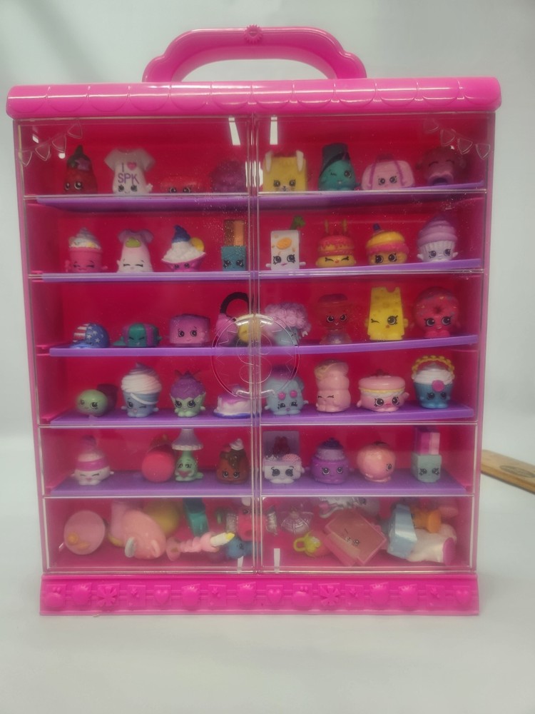 60+ Shopkins With Display Storage Case Pink Holder EXCELLENT CONDITION