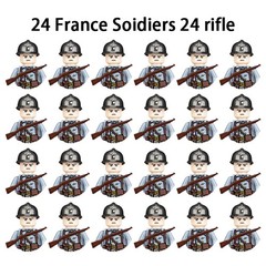 WWII Military Figure Playset Soldiers Weapons Sandbags Toy Set