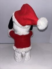 Hallmark Plush Christmas Bell Ringing Snoopy Animated Gold Red Santa EUC Holiday