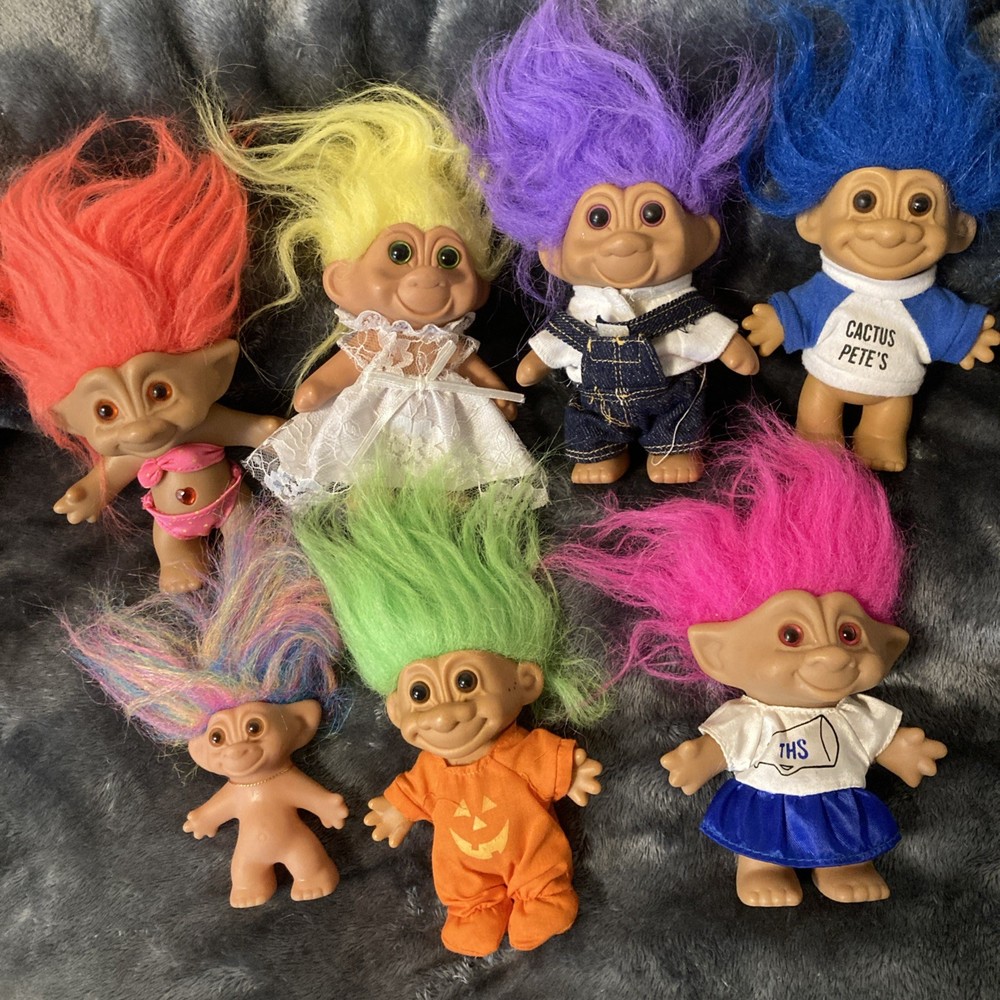 Trolls Toys Figures Russ Ace Novelty TNT 7 Pieces Treasure Vintage 1990’s Lot