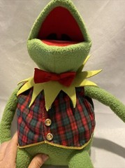 VTG. EDEN /JIM HENSON ASSOCIATES KERMIT THE FROG MUPPET PLAID VEST & BOW, 24 IN.