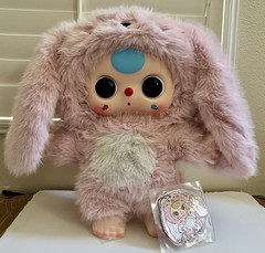 BABY THREE 1000% Big Baby Plush Doll Pink Bunny Boba Eyes Excellent Condition