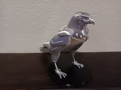 Retro Silverhawks Tally Hawk statue figure 7″ 3D printed metallic silver plastic
