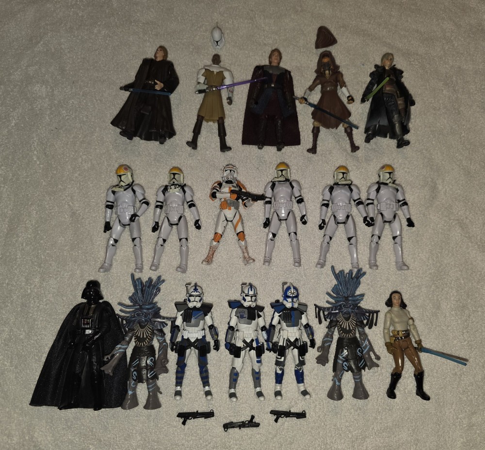 Star Wars 3.75 Lot- Anakin- Windu & Plo Koon, Cody, Clone Pilots & Arc Troopers
