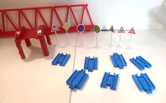 Vtg TOMY Plarail Blue Train Track Bridge Lot 145 pc Thomas & Friends TrackMaster