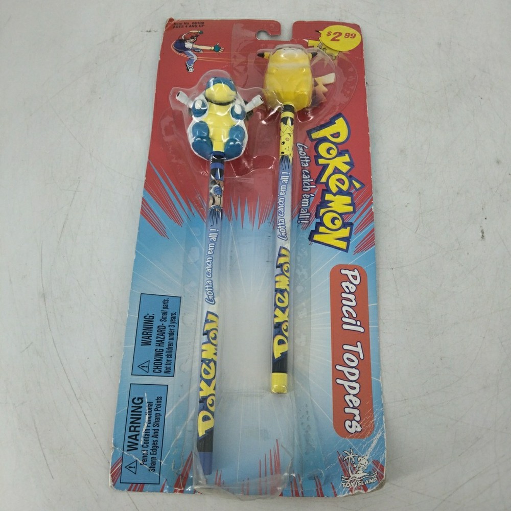 Pokemon 1999 Blastoise & Pikachu Pencils & Topper Pokemon Sealed
