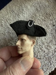 OOAK 1/6 Scale …1700’s Basic Black Military Tricorn Hat.