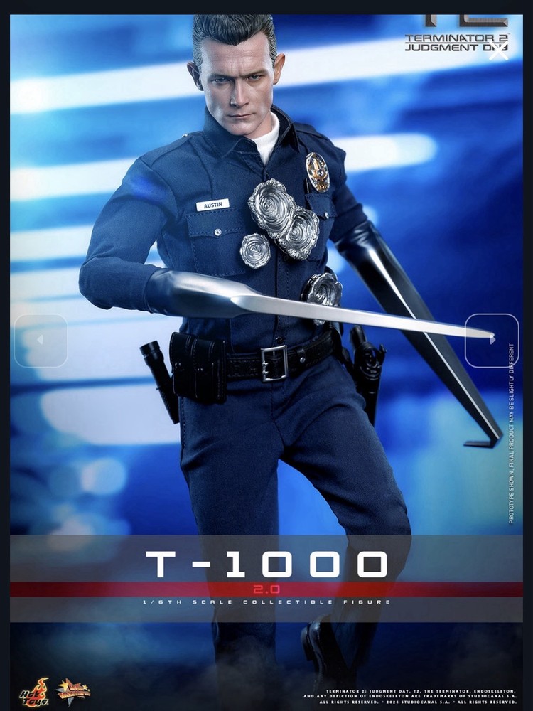 Hot Toys Mms774 1/6 Terminator 2: Judgment Day T-1000 2.0 Action Figure In Stock