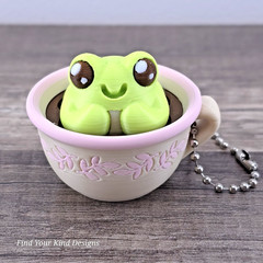 Tea Cup Frog Clicker – 3D Printed Fidget Keychain Sensory Stress Relief Toy