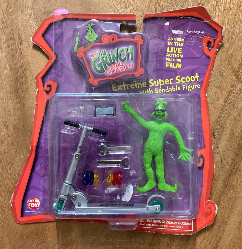VTG 2000 THE GRINCH ACTION FIGURE EXTREME SUPER SCOOT W/BENDABLE FIGURE SCOOTER