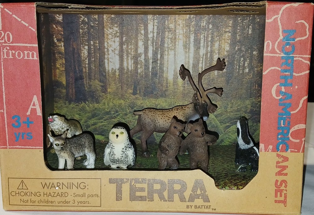 New Terra North American Wild Animals Forest Figures Play Set Toys Box