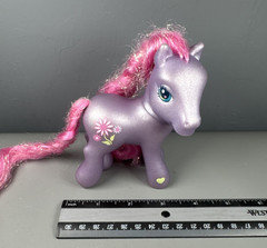 Vintage 2002 G3 My Little Pony Petal Blossom Purple Shimmer Pink Extra Long Hair
