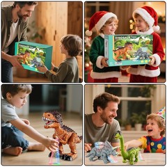 3 Pack Walking Dinosaur Toys for 3-5 5-7 Years Old, Simulated Tyrannosaurus B…