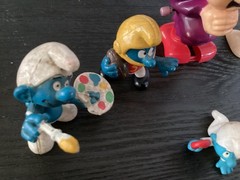Vintage 1980’s Smurfs Action Figures and Wind-up Toy Lot. Gargamel, Clown