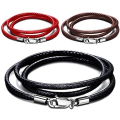 40-65cm Waterproof Braided Leather Necklace Cord Waxed Rope Lobster Clasp