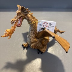 Vintage 2005 PAPO Enchanted World Gold Dragon w/ Flames – Fantasy Toy Figure NWT