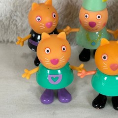 Peppa Pig Candy Cat Figure Lot of 6 Jazwares Articulated Friends Orange Green