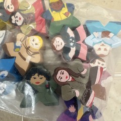 Wood Meeples Figures 49 Total : Yeti, Skeleton, Human, Minotaur, Beast More