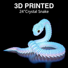 24In 3D Printed Snake,Flexible 3D Printed Animal,Articulated 3D Printed Crystal