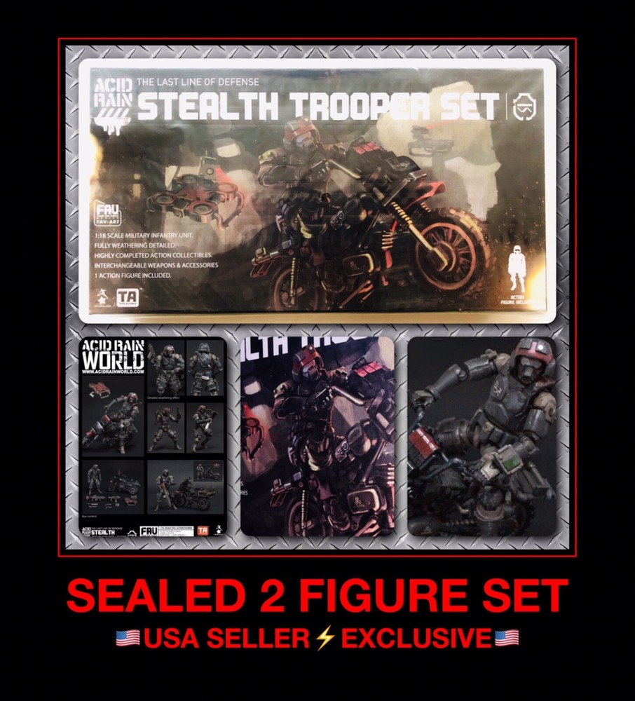 EXCLSV* Acid Rain 1/18 3.75” STEALTH TROOPER MOTORCYCLE gi joe Action Figure SET