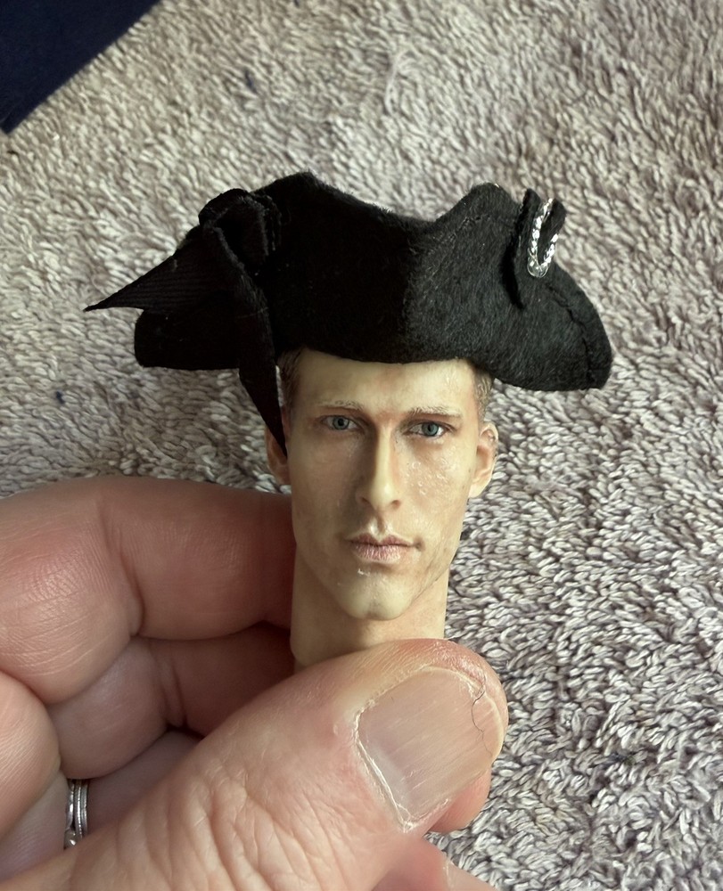 OOAK 1/6 Scale …1700’s Basic Black Military Tricorn Hat.