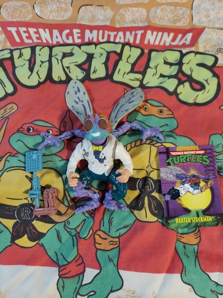 Baxter Stockman 100% Complete Playmates TMNT Action Figure w/ Weapon & Card 1989