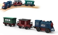 Electric Wooden Train for Kids 3+ Battery Powered Compatible with Brio & Thomas