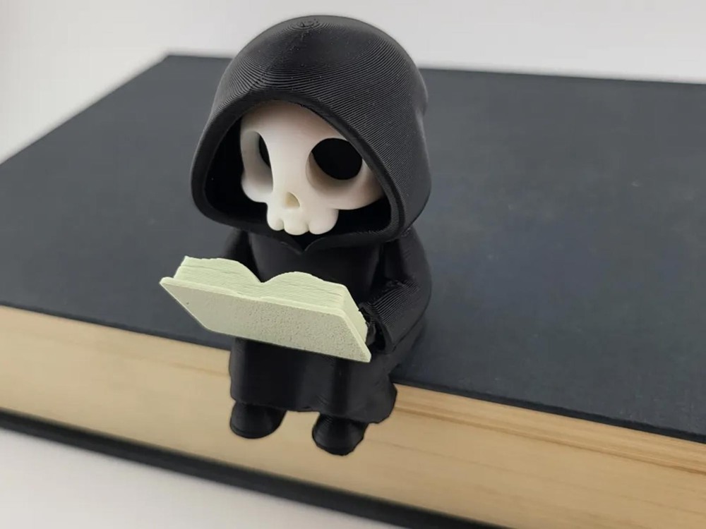 Spooky Cute Grim Reaper Bookshelf Sitter – 3D Printed Gothic Decor