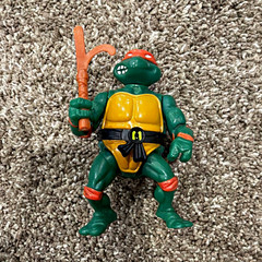 Vintage Teenage Mutant Ninja Turtles Michelangelo Action Figure w/ 2 nunchucks