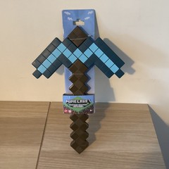 Official Minecraft Mattel 14” Blue Diamond Pickaxe Toy Costume Hard Plastic