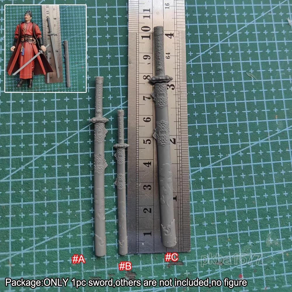 Unpainted 1/18 Sword 1/12 Weapon Model For 3.75″ 6″ Action Figure