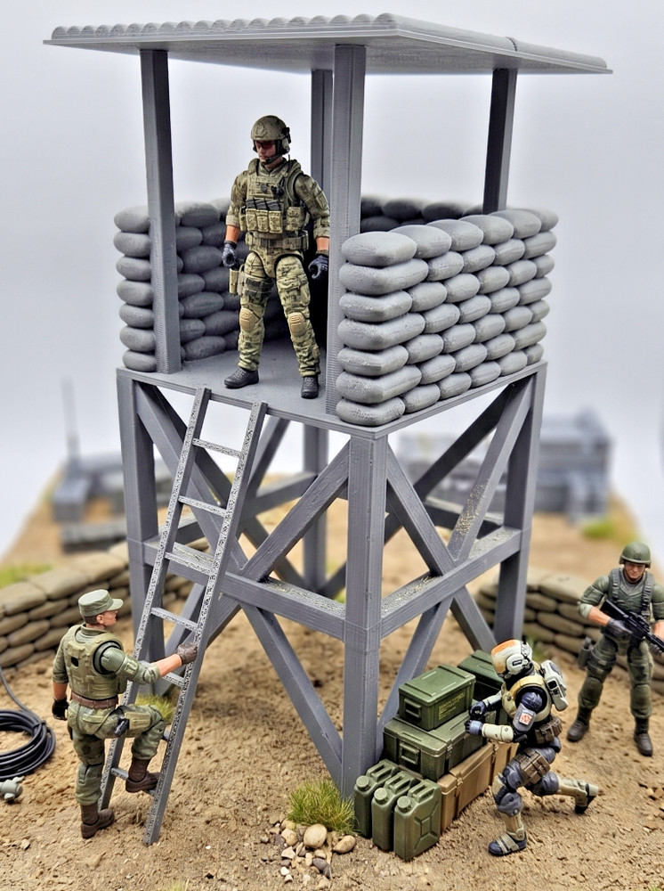1:18 Guard Tower Diorama Sandbags Sniper Watchtower for G.I. Joe Star Wars 3.75″
