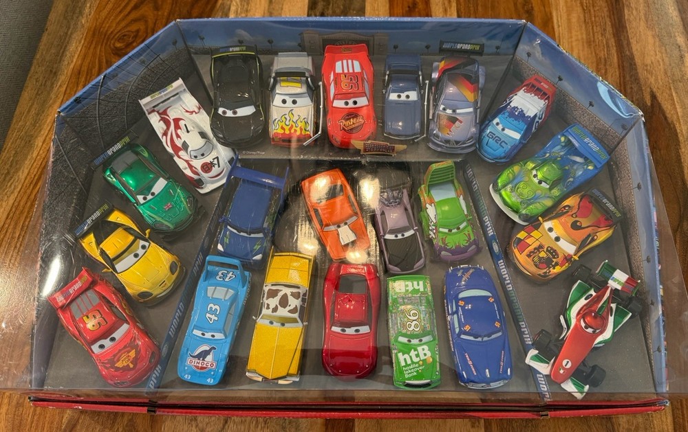 Disney Store Cars Mega Deluxe World Of Racing Die Cast Car Set Hudson Hornet New