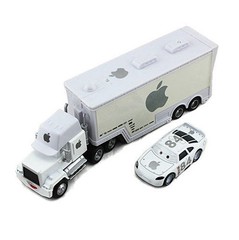 2PCS Disney Pixar Cars White Apple Mack Hauler Truck+Car 1:55 Diecast Toys Gifts