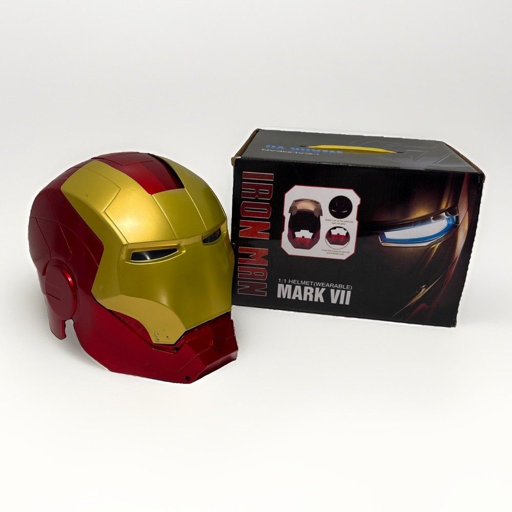 Iron Man Mark VII Headgear 1:1 Helmet LED Eyes Gold CG7248 Wearable New in Box