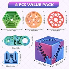 Multicolor 3D Printed Transforming Toys – 6-Piece Desktop Set for Kids & Adults