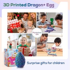15″ 3D Printed Dragon Egg with Articulated Dragon Inside,Crystal Dragon Toys,…