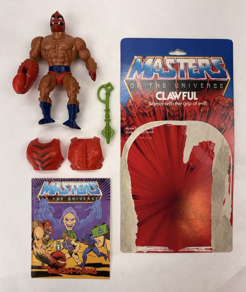 Vintage 1984 MOTU Clawful Action Figure w/ Weapon, Card Back, Mini-Comic, He-Man