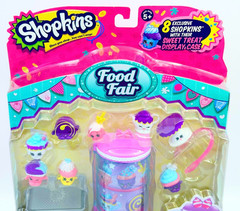 Shopkins Food Fair Cup Cake Collection 8 Pieces Plus Tray Tongs & Display New