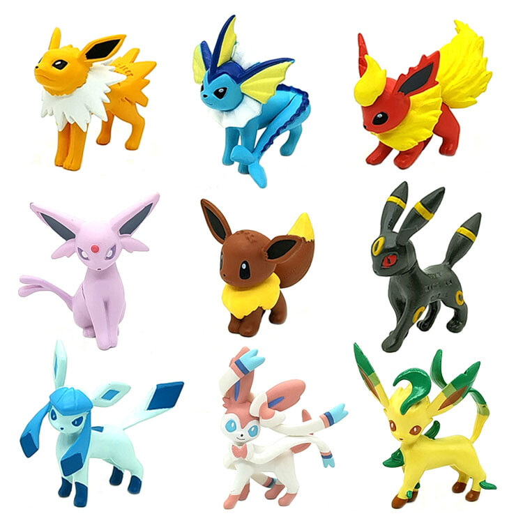 9pcs Eevee Evolution Action Figure Monster Collection Figurine No Box 2″ 5cm