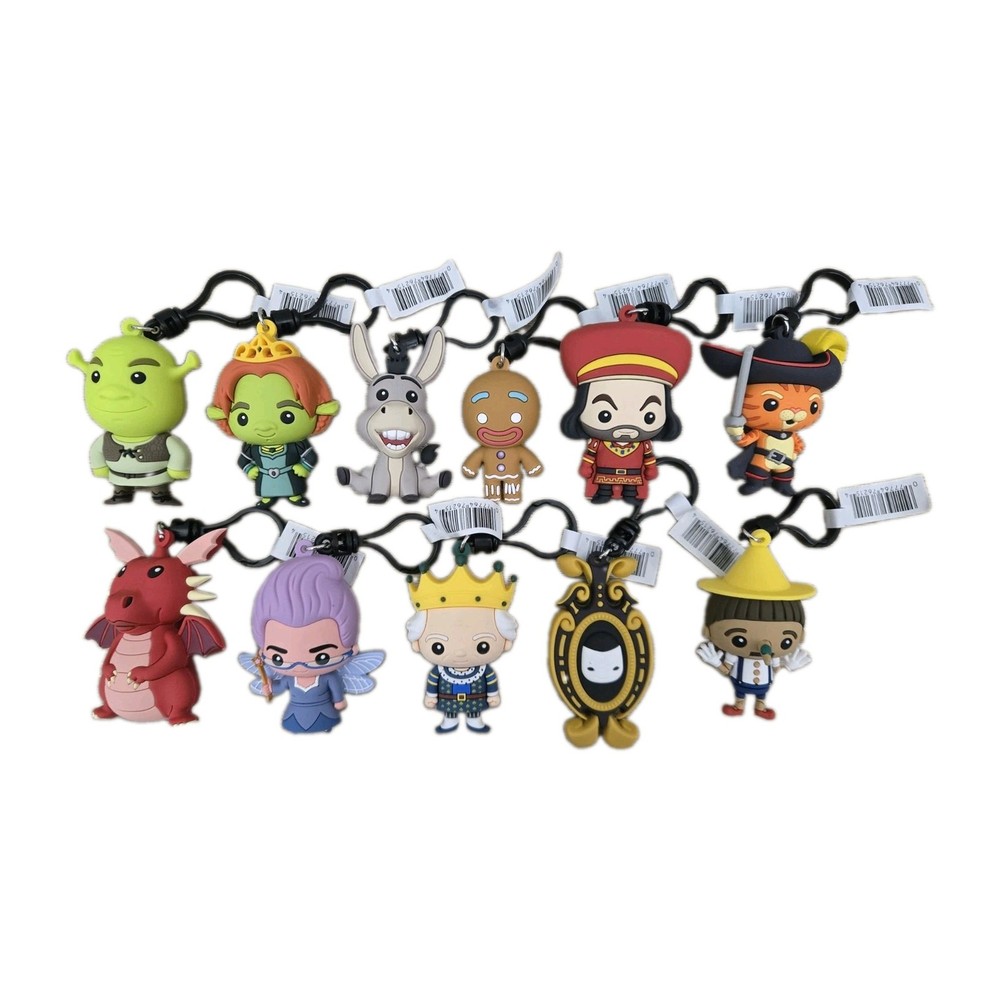 Dreamworks SHREK Figural 3D Bag Clip Series 1 COMPLETE SET OF 11 (READ)