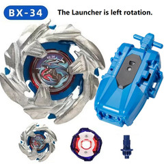 Beyblade BX-34 Cobalt Dragoon Blue Silver Spinning Top Gyro Toy w/Left Launcher