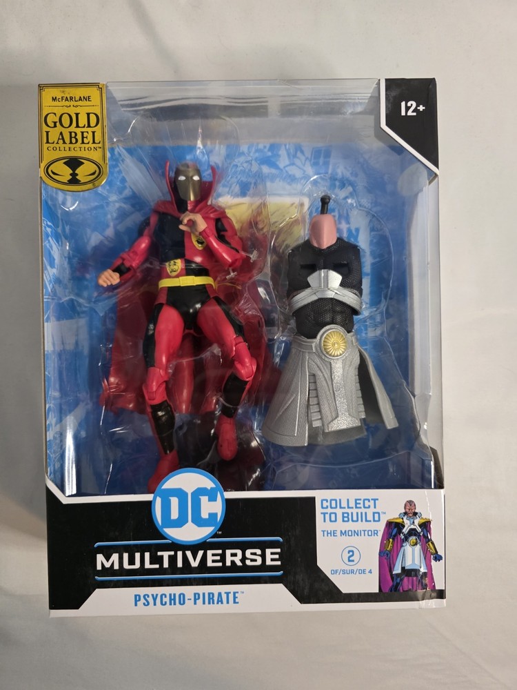 McFarlane DC Multiverse Psycho-Pirate Gold Label BAF The Monitor Figure W/Damage