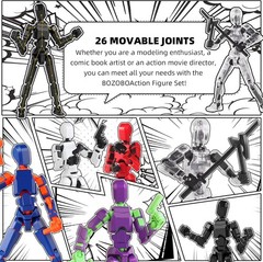 6PCS T-Robot 13 Action Figure Titan 13 3D Printed Toys Articulated