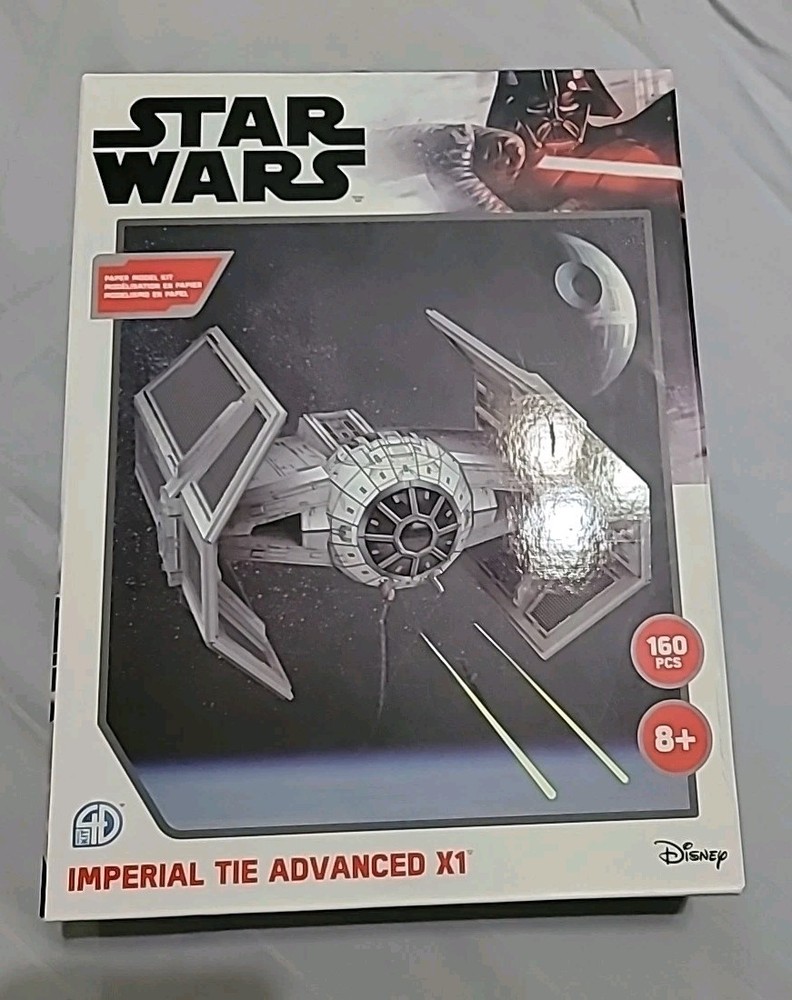 Star Wars Imperial TIE Advanced X1 4D Paper Model Kit With Stand NEW 160 Pieces