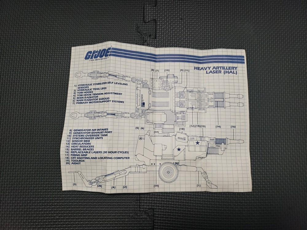 1982 GI Joe Blueprint Instructions Hal Heavy Artillery Laser Vintage Hasbro ARAH
