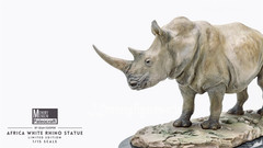 MEMORY MUSEUM 1/15 Africa White Rhinoceros Statue GK Painted Animal Model Decor